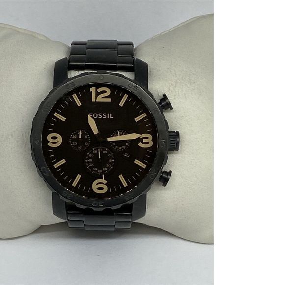 Fossil JR1356 Men's Black Stainless Steel Analog Dial Quartz Wrist Watch QB660 - Picture 1 of 12